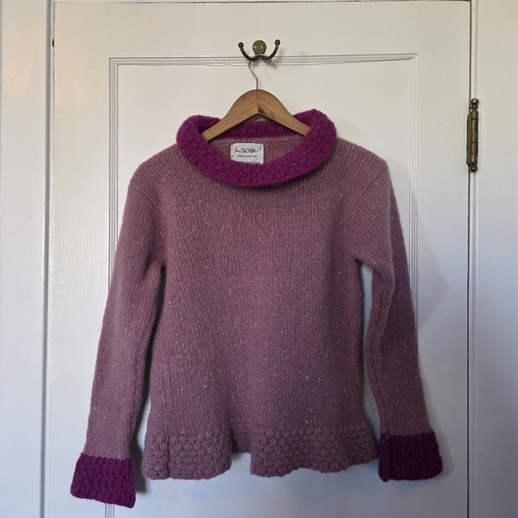 Rossan Knitwear Sweaters - Rossan Wool Sweater Handloomed in Ireland – Size S/M - Dusty Rose/Fuchsia